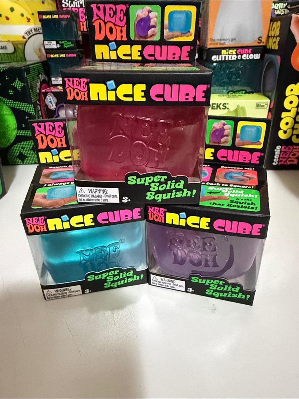 NeeDoh Nice Cube Bundle - Pink, Blue, Purple